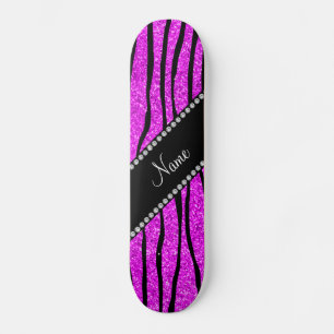 Geef de naam neon roze glitter zebra strepen aan skateboard