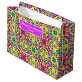 Geef de naam Quilt Pattern Happy Retirement aan Groot Cadeauzakje (Voorkant Gekanteld)