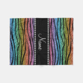 Geef de naam regenbooglitter zebra strepen aan fleece deken (Voorkant (Horizontaal))