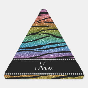 Geef de naam regenbooglitter zebra strepen aan sticker