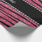 Geef de naam roze glitter zebra strepen aan cadeaupapier (Hoek)