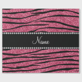 Geef de naam roze glitter zebra strepen aan cadeaupapier (Vlak)