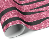 Geef de naam roze glitter zebra strepen aan cadeaupapier (Rol Hoek)