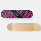 Geef de naam roze glitter zebra strepen aan skateboard (Horizontaal)