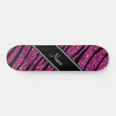 Geef de naam roze glitter zebra strepen aan skateboard (Horizontaal)