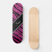 Geef de naam roze glitter zebra strepen aan skateboard (Voorkant)