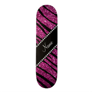 Geef de naam roze glitter zebra strepen aan skateboard