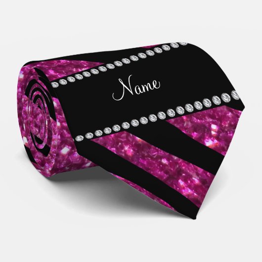 Geef de naam roze glitter zebra strepen aan stropdas (Opgerold)