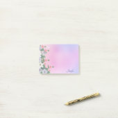 Geef de naam Roze Lavender Floral Gift aan Post-it® Notes (Op bureau)