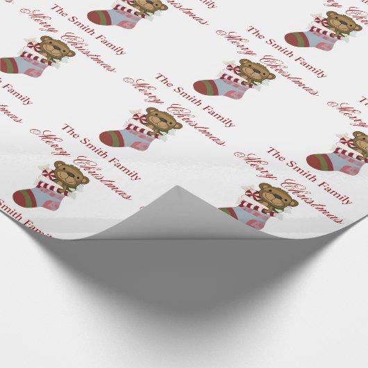 Geef de naam Teddy Bear Stocking Paper aan Cadeaupapier (Hoek)