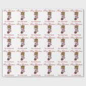 Geef de naam Teddy Bear Stocking Paper aan Cadeaupapier (Vlak)