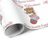 Geef de naam Teddy Bear Stocking Paper aan Cadeaupapier (Rol Hoek)