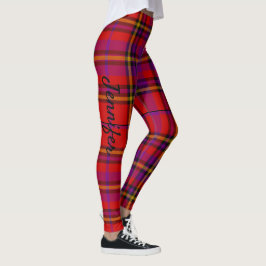 Geef de naam Tekst rood met tralies Leggings aan