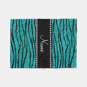Geef de naam turquoise glitter zebra stripes aan fleece deken (Voorkant (Horizontaal))
