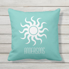 Geef de naam van de zon aan Licht Groen Buitenkussen