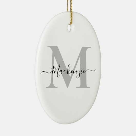 Geef de naam van het Monogram Initiaal Oval aan Keramisch Ornament (Rechts)