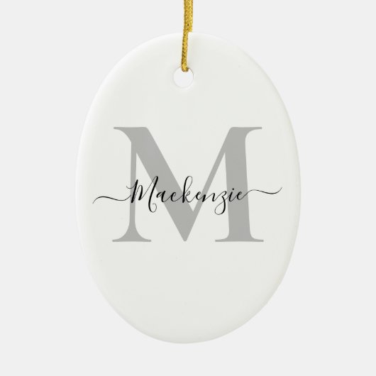 Geef de naam van het Monogram Initiaal Oval aan Keramisch Ornament (Voorkant)