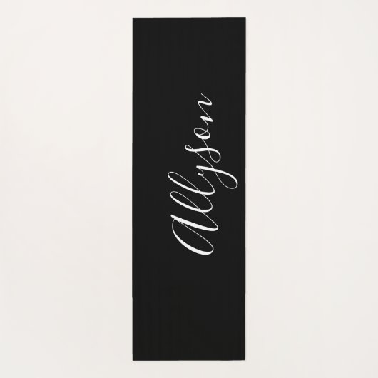 Geef de naam Verticaal wit script aan, zwart Yogamat (Achterkant)