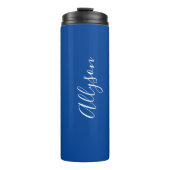 Geef de naam Wit Manuscript Verticaal, Diep Blauw  Thermosbeker (Voorkant)