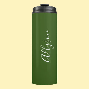 Geef de naam Wit script Verticaal ForestGreen aan Thermosbeker