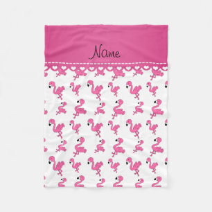 Geef de naam witte roze flamingos aan fleece deken