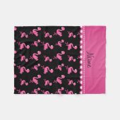 Geef de naam zwarte roze flamingos aan fleece deken (Voorkant (Horizontaal))