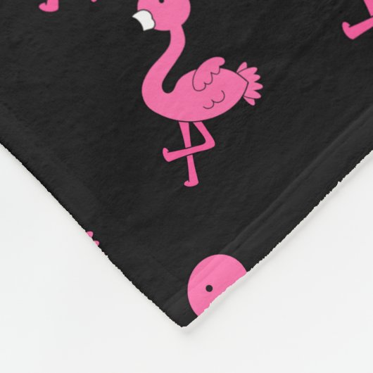 Geef de naam zwarte roze flamingos aan fleece deken (Hoek)