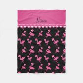 Geef de naam zwarte roze flamingos aan fleece deken (Voorkant)