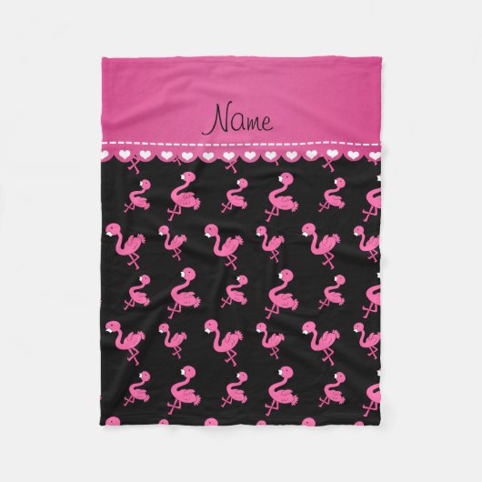Geef de naam zwarte roze flamingos aan fleece deken (Voorkant)