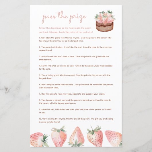 Geef de prijs bessen zoete baby shower spel (Voorkant)