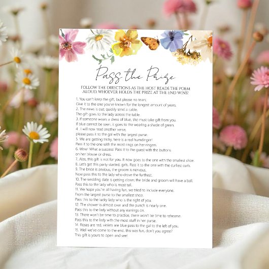 Geef de prijs door | Boho Vrijgezellenfeest Game k Kaart