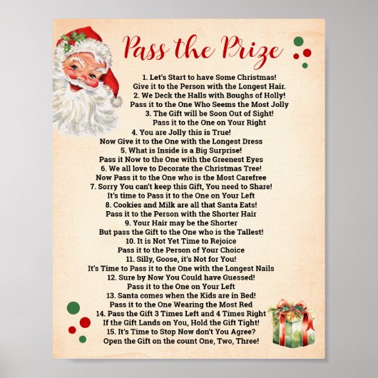 Geef de Prijs Gedicht Kerstmis Game Sign Poster (Voorkant)