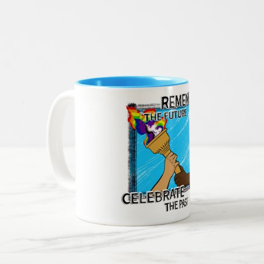 Geef de Rainbow Torch door Tweekleurige Koffiemok (Voorkant links)