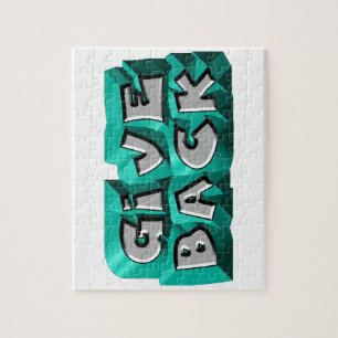 Geef de Rug van het Citaat Wisdom Blauwgroen Grijz Legpuzzel