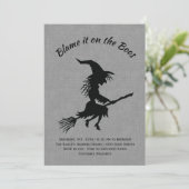 Geef de schuld aan de Boos Linen Halloween Party Kaart (Staand voorkant)