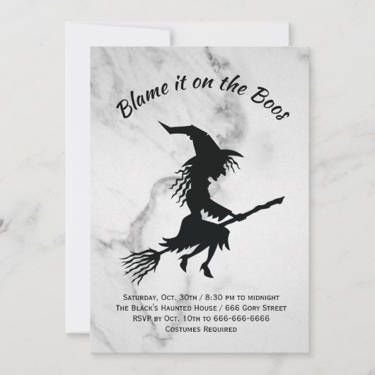 Geef de schuld aan de Boos Marble Halloween Party Kaart (Voorkant)
