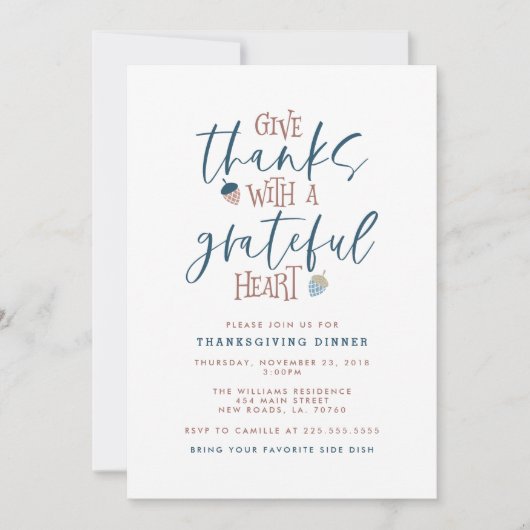 Geef de Thanksgiving van Bedankt de Binnenuitnodig Kaart (Voorkant)