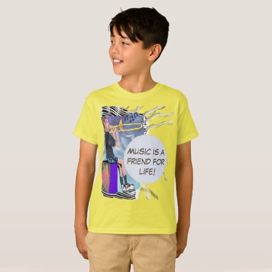 Geef de trombone muziek een vriend voor het leven! t-shirt (Voorkant volledig)