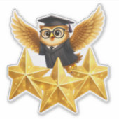 Geef de uil drie gouden sterren, aangepaste presta sticker (Voorkant)