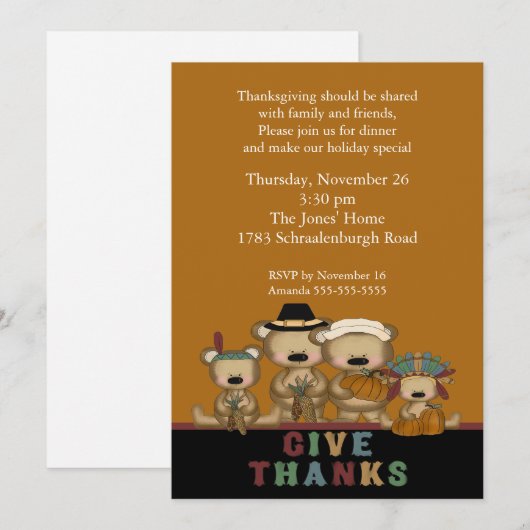 Geef de Uitnodiging van de Thanksgiving van de Ber (Voorkant / Achterkant)
