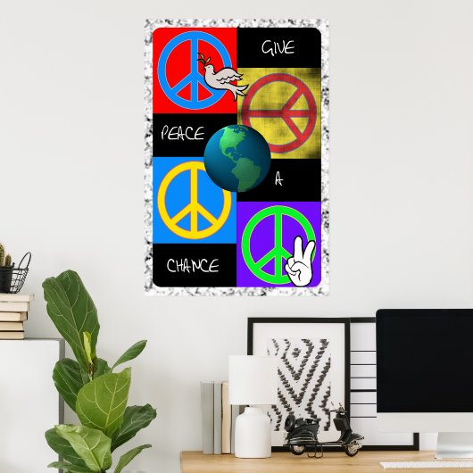 Geef de Vrede een Kans Pop Art Poster (Thuiskantoor)