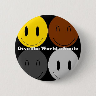 Geef de wereld een glimlach 1 ronde button 5,7 cm