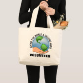 Geef de wereld een helpende hand en vrijwilliger grote tote bag (Voorkant (product))
