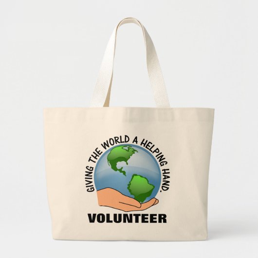 Geef de wereld een helpende hand en vrijwilliger grote tote bag (Voorkant)