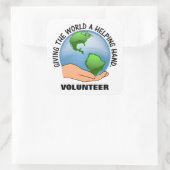 Geef de wereld een helpende hand en vrijwilliger vierkante sticker (Tas)