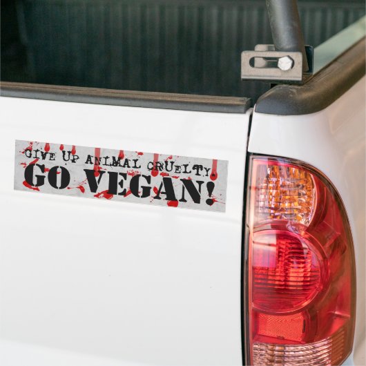 "Geef de wreedheid van dieren op. Ga vegan" met bl Bumpersticker (Op Truck)