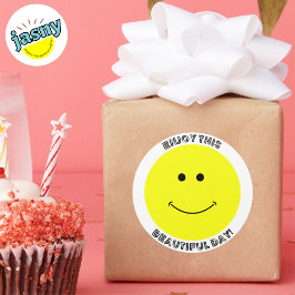 GEEF DEZE BEAUTIEKE DAG. RONDE STICKER