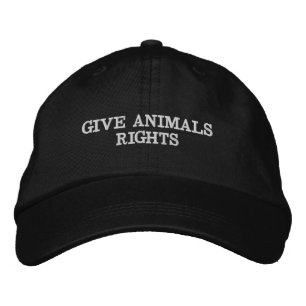 Geef Dieren Rechten Honkbalpet (Witte Tekst) Geborduurde Pet