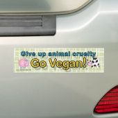 "Geef dierlijke wreedheid op Go vegan" met koe en  Bumpersticker (Op auto)