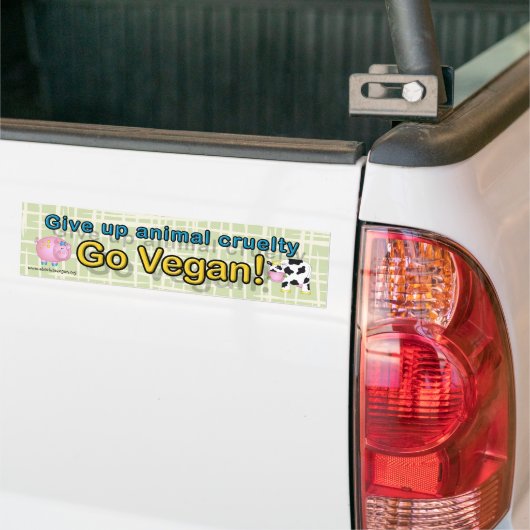 "Geef dierlijke wreedheid op Go vegan" met koe en  Bumpersticker (Op Truck)